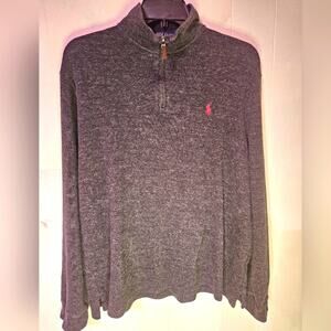 Polo Ralph Lauren Men's Estate Rib heathered gray 1/4 zip pullover. Size M